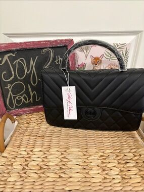 Marilyn Monroe Black Quilted Top-Handle Satchel converted to shoulder